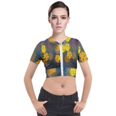  Raindrops Window Glass Short Sleeve Cropped Jacket by artworkshop