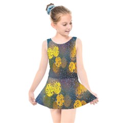  Raindrops Window Glass Kids  Skater Dress Swimsuit by artworkshop