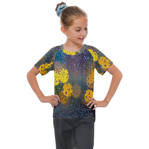  Raindrops Window Glass Kids  Mesh Piece Tee by artworkshop