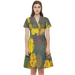  Raindrops Window Glass Short Sleeve Waist Detail Dress by artworkshop