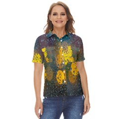  Raindrops Window Glass Women s Short Sleeve Double Pocket Shirt