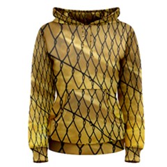 Chain Link Fence Sunset Wire Steel Fence Women s Pullover Hoodie by artworkshop