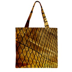 Chain Link Fence Sunset Wire Steel Fence Zipper Grocery Tote Bag by artworkshop