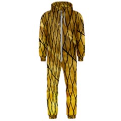 Chain Link Fence Sunset Wire Steel Fence Hooded Jumpsuit (men) by artworkshop