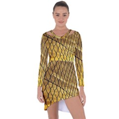 Chain Link Fence Sunset Wire Steel Fence Asymmetric Cut-out Shift Dress by artworkshop