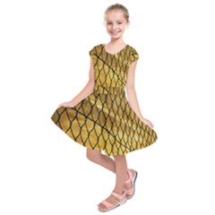 Chain Link Fence Sunset Wire Steel Fence Kids  Short Sleeve Dress by artworkshop