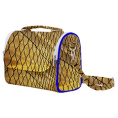 Chain Link Fence Sunset Wire Steel Fence Satchel Shoulder Bag by artworkshop