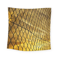 Chain Link Fence Sunset Wire Steel Fence Square Tapestry (small) by artworkshop