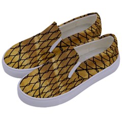 Chain Link Fence Sunset Wire Steel Fence Kids  Canvas Slip Ons by artworkshop