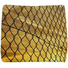 Chain Link Fence Sunset Wire Steel Fence Seat Cushion by artworkshop