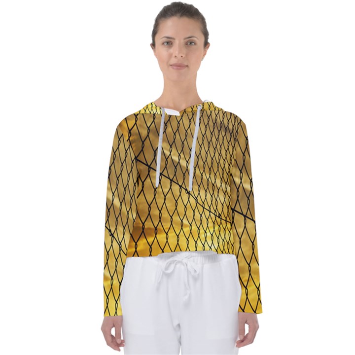 Chain Link Fence Sunset Wire Steel Fence Women s Slouchy Sweat