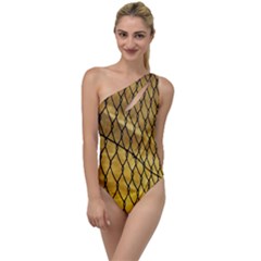 Chain Link Fence Sunset Wire Steel Fence To One Side Swimsuit by artworkshop