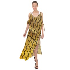 Chain Link Fence Sunset Wire Steel Fence Maxi Chiffon Cover Up Dress