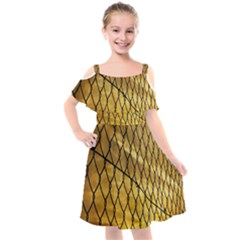 Chain Link Fence Sunset Wire Steel Fence Kids  Cut Out Shoulders Chiffon Dress by artworkshop