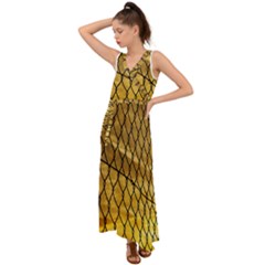 Chain Link Fence Sunset Wire Steel Fence V-neck Chiffon Maxi Dress by artworkshop