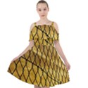 Chain Link Fence Sunset Wire Steel Fence Cut Out Shoulders Chiffon Dress View1