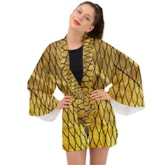 Chain Link Fence Sunset Wire Steel Fence Long Sleeve Kimono by artworkshop