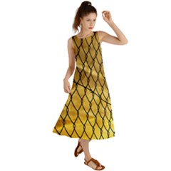 Chain Link Fence Sunset Wire Steel Fence Summer Maxi Dress by artworkshop