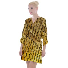 Chain Link Fence Sunset Wire Steel Fence Open Neck Shift Dress