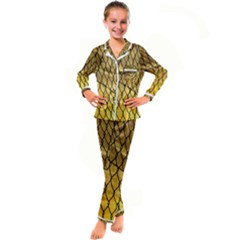 Chain Link Fence Sunset Wire Steel Fence Kid s Satin Long Sleeve Pajamas Set by artworkshop