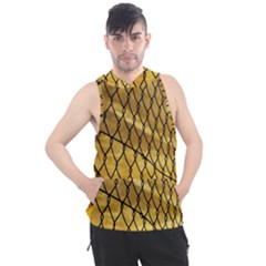 Chain Link Fence Sunset Wire Steel Fence Men s Sleeveless Hoodie by artworkshop