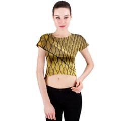 Chain Link Fence Sunset Wire Steel Fence Crew Neck Crop Top by artworkshop