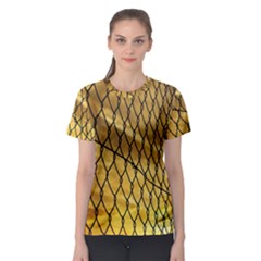 Chain Link Fence Sunset Wire Steel Fence Women s Sport Mesh Tee