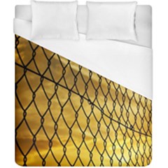 Chain Link Fence Sunset Wire Steel Fence Duvet Cover (california King Size) by artworkshop