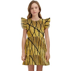 Chain Link Fence Sunset Wire Steel Fence Kids  Winged Sleeve Dress