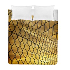 Chain Link Fence Sunset Wire Steel Fence Duvet Cover Double Side (full/ Double Size) by artworkshop