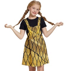 Chain Link Fence Sunset Wire Steel Fence Kids  Apron Dress by artworkshop