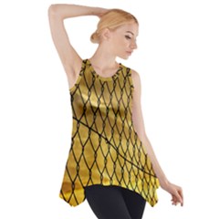 Chain Link Fence Sunset Wire Steel Fence Side Drop Tank Tunic by artworkshop