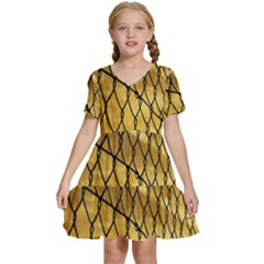 Chain Link Fence Sunset Wire Steel Fence Kids  Short Sleeve Tiered Mini Dress