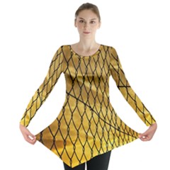 Chain Link Fence Sunset Wire Steel Fence Long Sleeve Tunic  by artworkshop