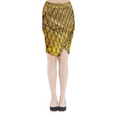 Chain Link Fence Sunset Wire Steel Fence Midi Wrap Pencil Skirt by artworkshop