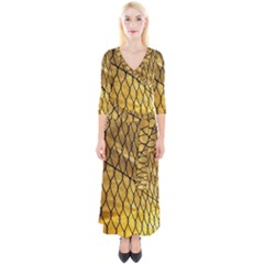 Chain Link Fence Sunset Wire Steel Fence Quarter Sleeve Wrap Maxi Dress by artworkshop