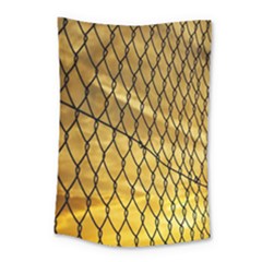 Chain Link Fence Sunset Wire Steel Fence Small Tapestry by artworkshop