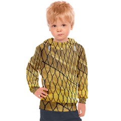 Chain Link Fence Sunset Wire Steel Fence Kids  Hooded Pullover by artworkshop