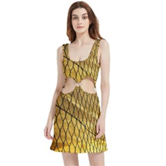 Chain Link Fence Sunset Wire Steel Fence Velvet Cutout Dress by artworkshop