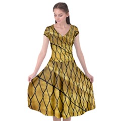 Chain Link Fence Sunset Wire Steel Fence Cap Sleeve Wrap Front Dress by artworkshop