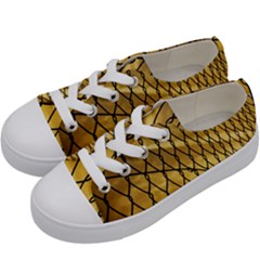 Chain Link Fence Sunset Wire Steel Fence Kids  Low Top Canvas Sneakers by artworkshop