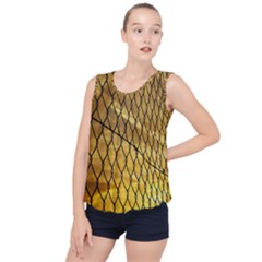 Chain Link Fence Sunset Wire Steel Fence Bubble Hem Chiffon Tank Top by artworkshop