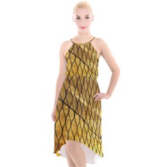 Chain Link Fence Sunset Wire Steel Fence High-low Halter Chiffon Dress  by artworkshop