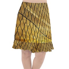 Chain Link Fence Sunset Wire Steel Fence Fishtail Chiffon Skirt by artworkshop