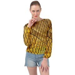 Chain Link Fence Sunset Wire Steel Fence Banded Bottom Chiffon Top by artworkshop