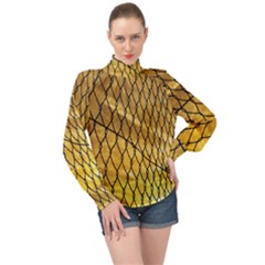 Chain Link Fence Sunset Wire Steel Fence High Neck Long Sleeve Chiffon Top by artworkshop