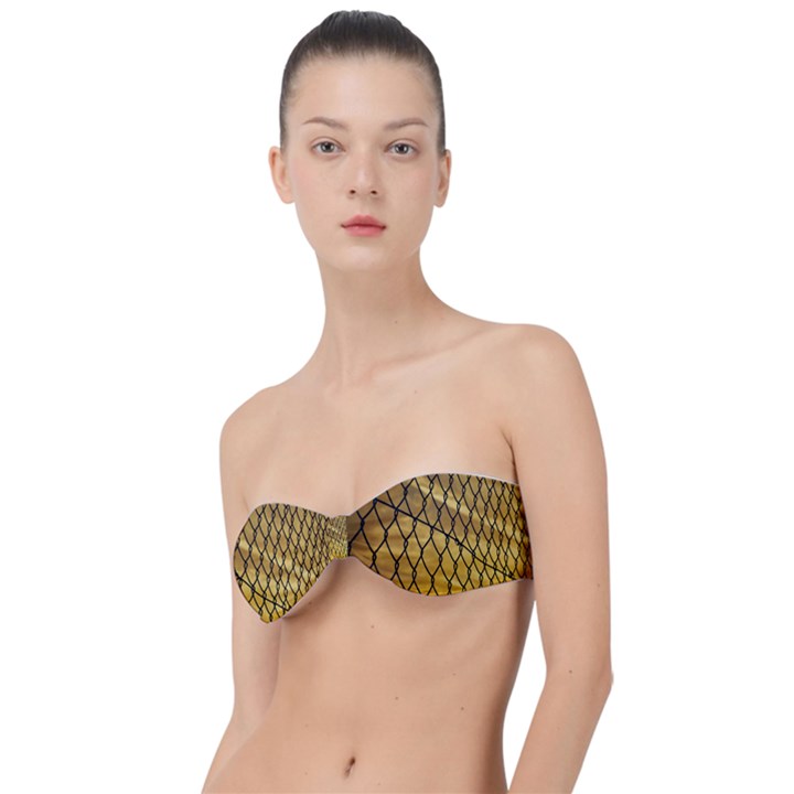 Chain Link Fence Sunset Wire Steel Fence Classic Bandeau Bikini Top 