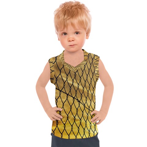 Chain Link Fence Sunset Wire Steel Fence Kids  Sport Tank Top by artworkshop