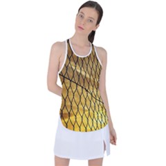 Chain Link Fence Sunset Wire Steel Fence Racer Back Mesh Tank Top by artworkshop