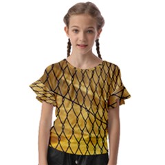 Chain Link Fence Sunset Wire Steel Fence Kids  Cut Out Flutter Sleeves by artworkshop